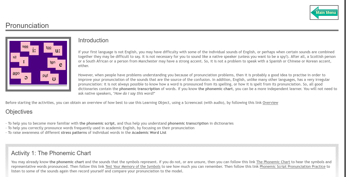 Pronunciation page